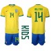 Brazilië Eder Militao #14 Babykleding Thuisshirt Kinderen WK 2022 Korte Mouwen (+ korte broeken)
